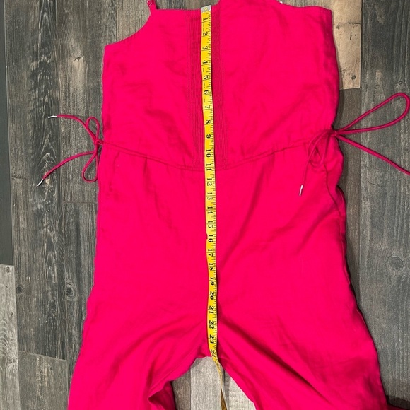 NWT $198 Magaschoni Linen Open Needlework Pintuck Wide Leg Lined Jumpsuit sz S - Picture 10 of 14